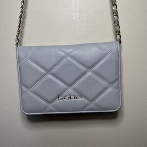 Bebe Cassia Flap Crossbody Bag Handbag Purse Gray Mini Night Out‎